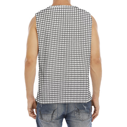 Doodle Windowpane Pattern Print Men's Fitness Tank Top