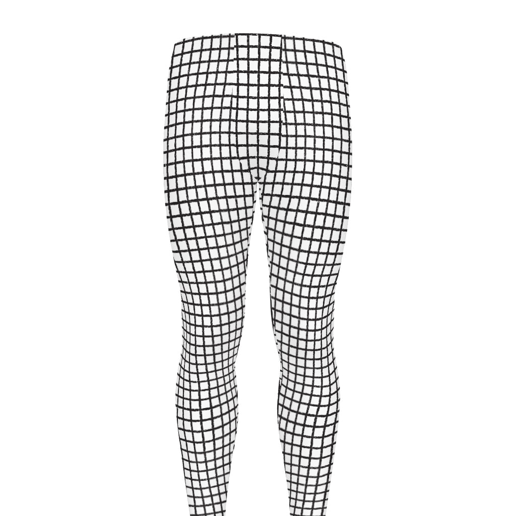 Doodle Windowpane Pattern Print Men's leggings