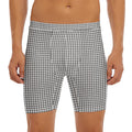 Doodle Windowpane Pattern Print Men's Long Boxer Briefs
