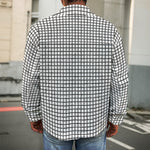 Doodle Windowpane Pattern Print Men's Shirt Jacket