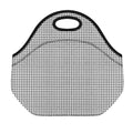 Doodle Windowpane Pattern Print Neoprene Lunch Bag