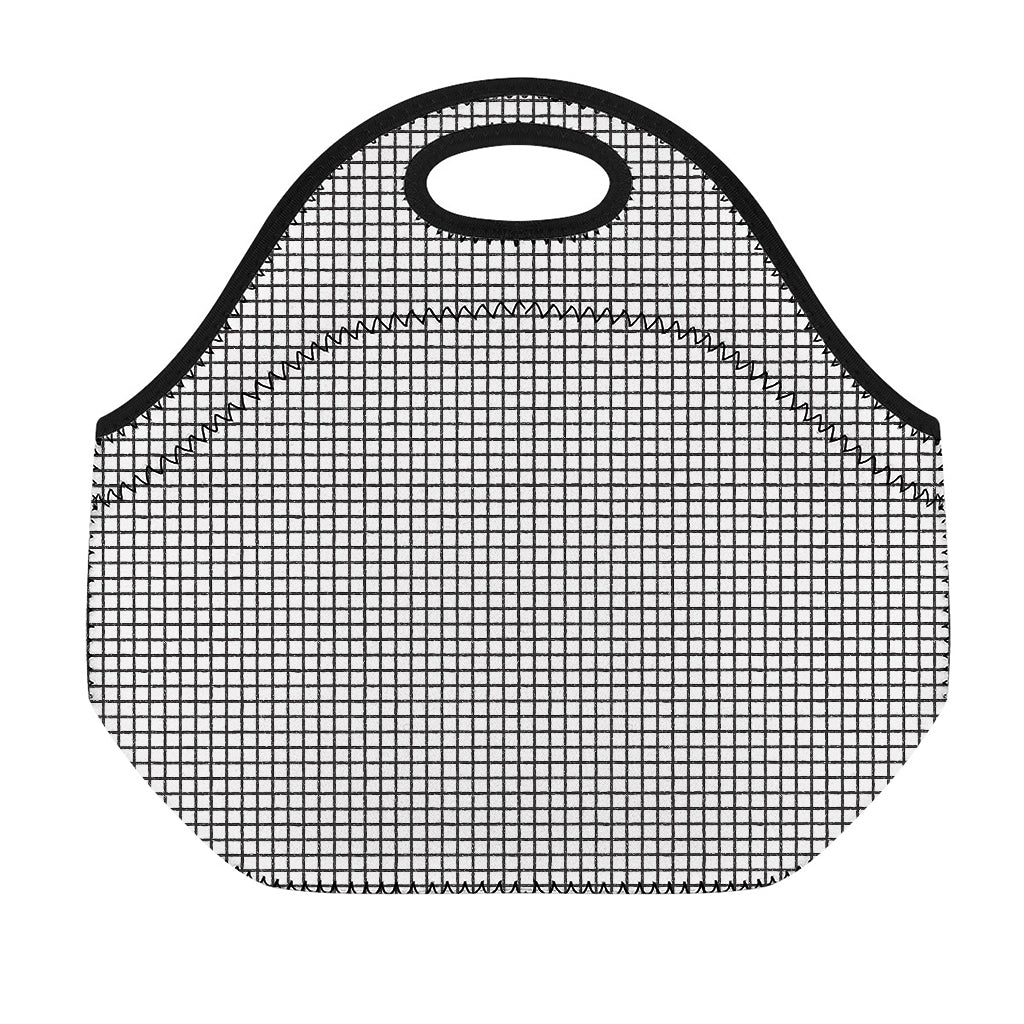 Doodle Windowpane Pattern Print Neoprene Lunch Bag
