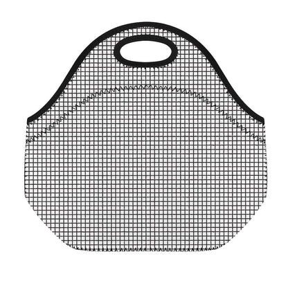 Doodle Windowpane Pattern Print Neoprene Lunch Bag