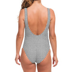Doodle Windowpane Pattern Print One Piece Swimsuit