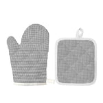 Doodle Windowpane Pattern Print Oven Mitt And Pot Holder Set