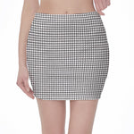Doodle Windowpane Pattern Print Pencil Mini Skirt
