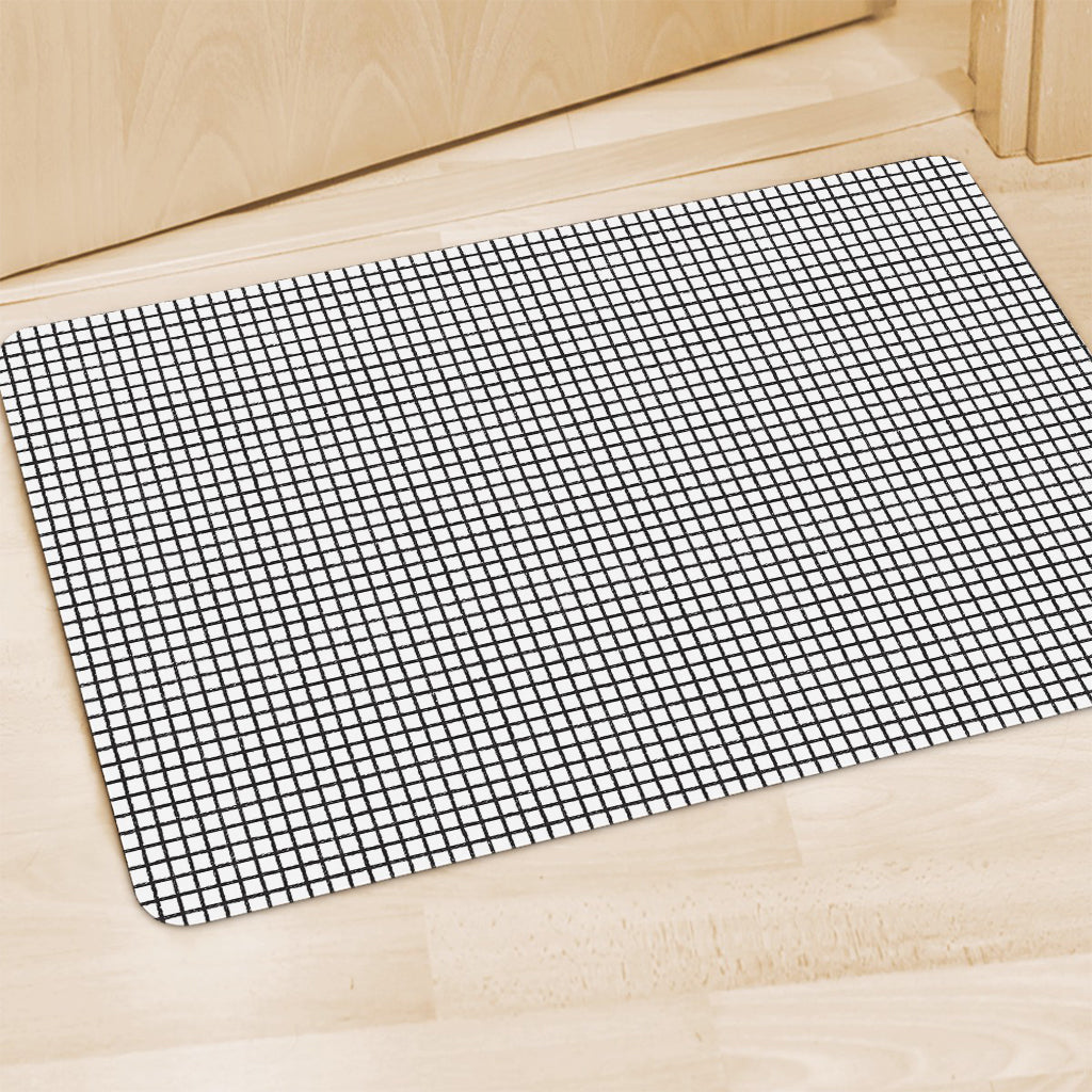 Doodle Windowpane Pattern Print Polyester Doormat