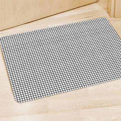 Doodle Windowpane Pattern Print Polyester Doormat