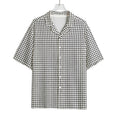 Doodle Windowpane Pattern Print Rayon Hawaiian Shirt