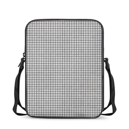 Doodle Windowpane Pattern Print Rectangular Crossbody Bag