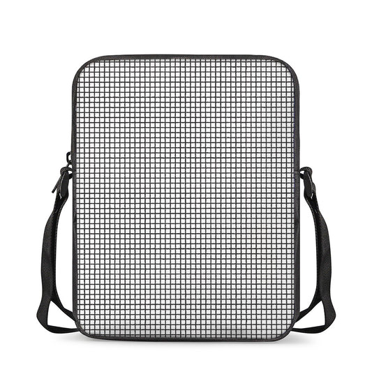 Doodle Windowpane Pattern Print Rectangular Crossbody Bag