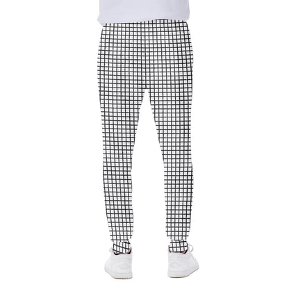 Doodle Windowpane Pattern Print Scuba Joggers