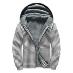 Doodle Windowpane Pattern Print Sherpa Lined Zip Up Hoodie