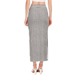 Doodle Windowpane Pattern Print Side Slit Maxi Skirt