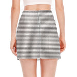 Doodle Windowpane Pattern Print Side Slit Mini Skirt