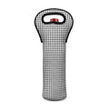 Doodle Windowpane Pattern Print Single Neoprene Wine Tote