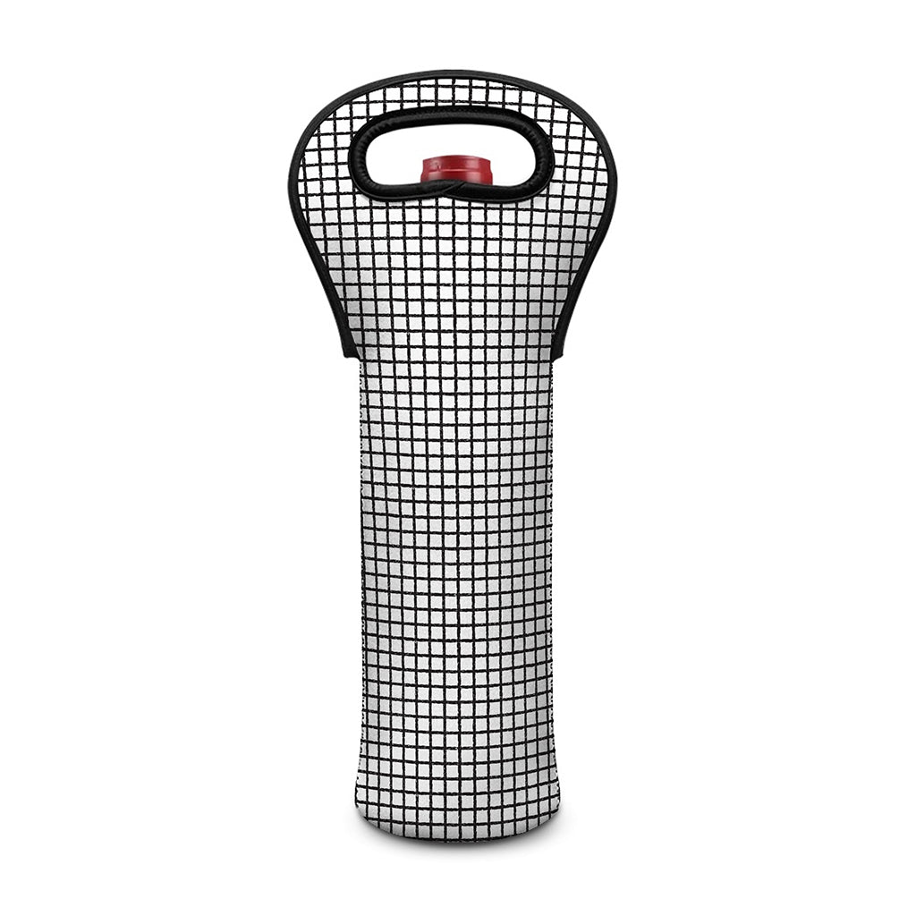 Doodle Windowpane Pattern Print Single Neoprene Wine Tote