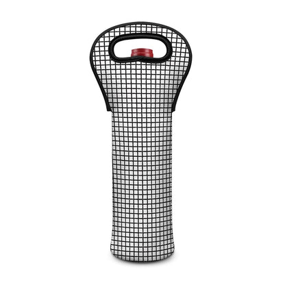 Doodle Windowpane Pattern Print Single Neoprene Wine Tote