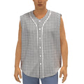 Doodle Windowpane Pattern Print Sleeveless Baseball Jersey