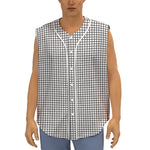 Doodle Windowpane Pattern Print Sleeveless Baseball Jersey