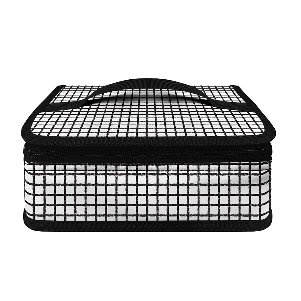 Doodle Windowpane Pattern Print Small Lunch Bag