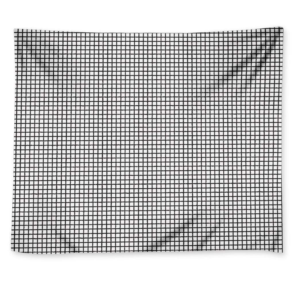 Doodle Windowpane Pattern Print Tapestry