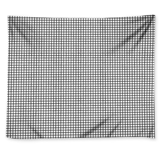 Doodle Windowpane Pattern Print Tapestry