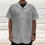 Doodle Windowpane Pattern Print Textured Short Sleeve Shirt
