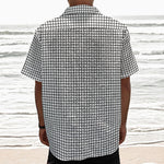 Doodle Windowpane Pattern Print Textured Short Sleeve Shirt
