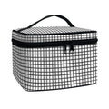 Doodle Windowpane Pattern Print Travel Makeup Bag