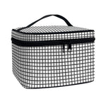 Doodle Windowpane Pattern Print Travel Makeup Bag