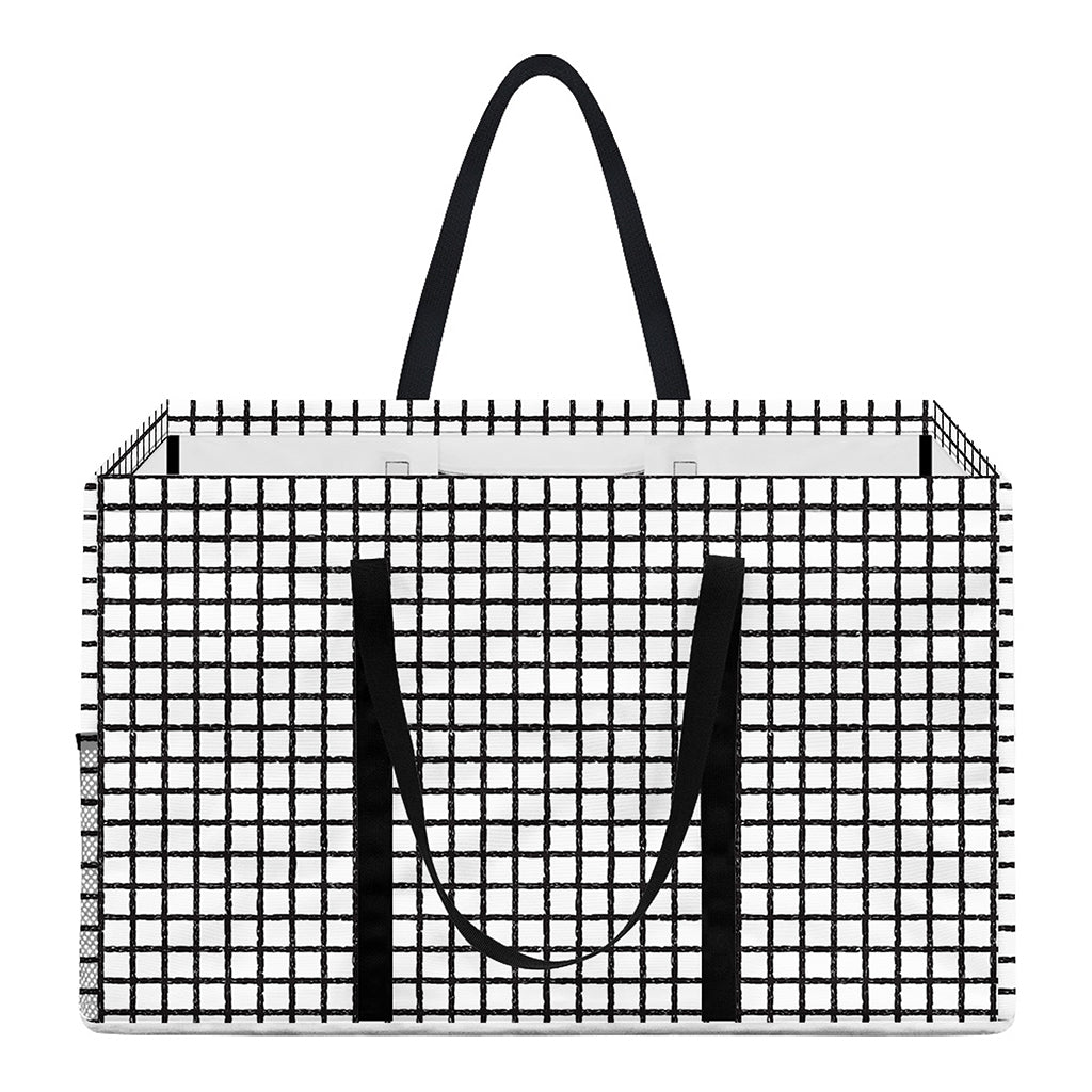 Doodle Windowpane Pattern Print Utility Tote Bag