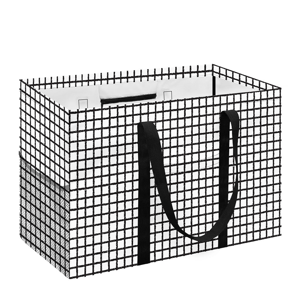Doodle Windowpane Pattern Print Utility Tote Bag