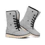 Doodle Windowpane Pattern Print Winter Boots