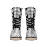 Doodle Windowpane Pattern Print Winter Boots