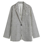 Doodle Windowpane Pattern Print Women's Blazer