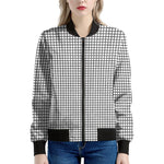 Doodle Windowpane Pattern Print Women's Bomber Jacket