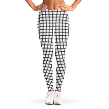 Doodle Windowpane Pattern Print Women's Leggings