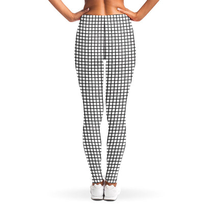 Doodle Windowpane Pattern Print Women's Leggings