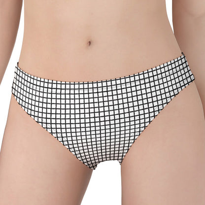 Doodle Windowpane Pattern Print Women's Panties