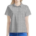 Doodle Windowpane Pattern Print Women's Polo Shirt