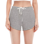Doodle Windowpane Pattern Print Women's Split Running Shorts