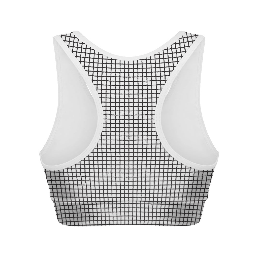 Doodle Windowpane Pattern Print Women's Sports Bra