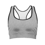 Doodle Windowpane Pattern Print Women's Sports Bra