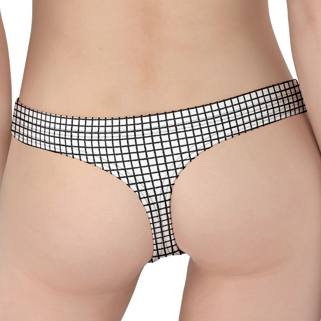 Doodle Windowpane Pattern Print Women's Thong