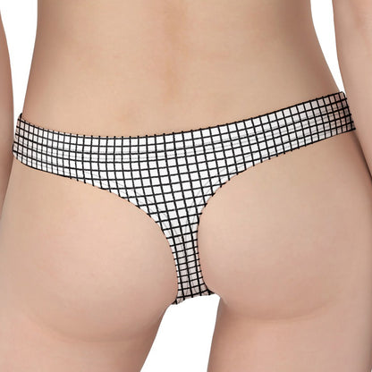 Doodle Windowpane Pattern Print Women's Thong