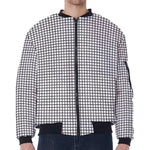 Doodle Windowpane Pattern Print Zip Sleeve Bomber Jacket