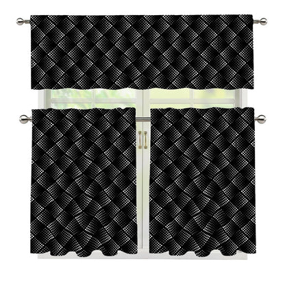 Dot Geometric Square Pattern Print 3 Piece Kitchen Curtains
