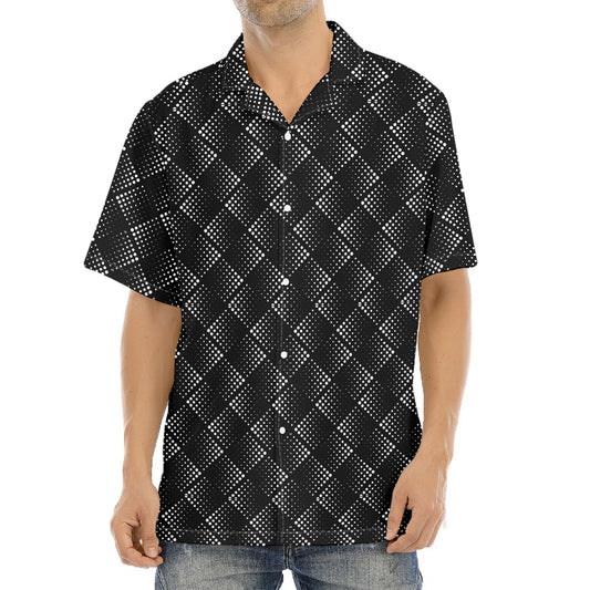 Dot Geometric Square Pattern Print Aloha Shirt