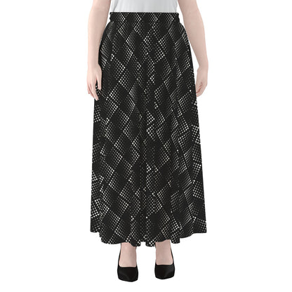 Dot Geometric Square Pattern Print Chiffon Maxi Skirt